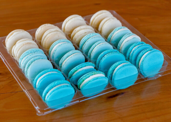 Blue macarons with print