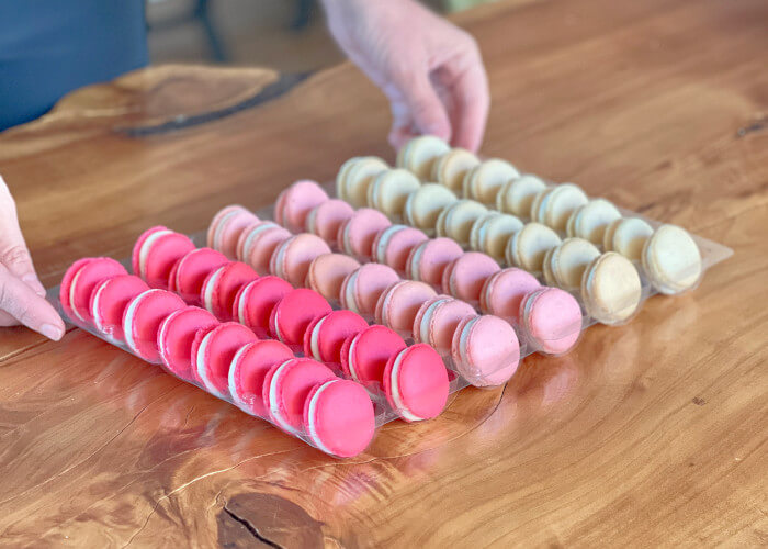 Pink macaroons with print