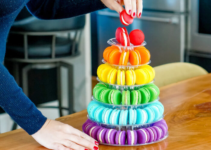 6-tier macaron tower with print